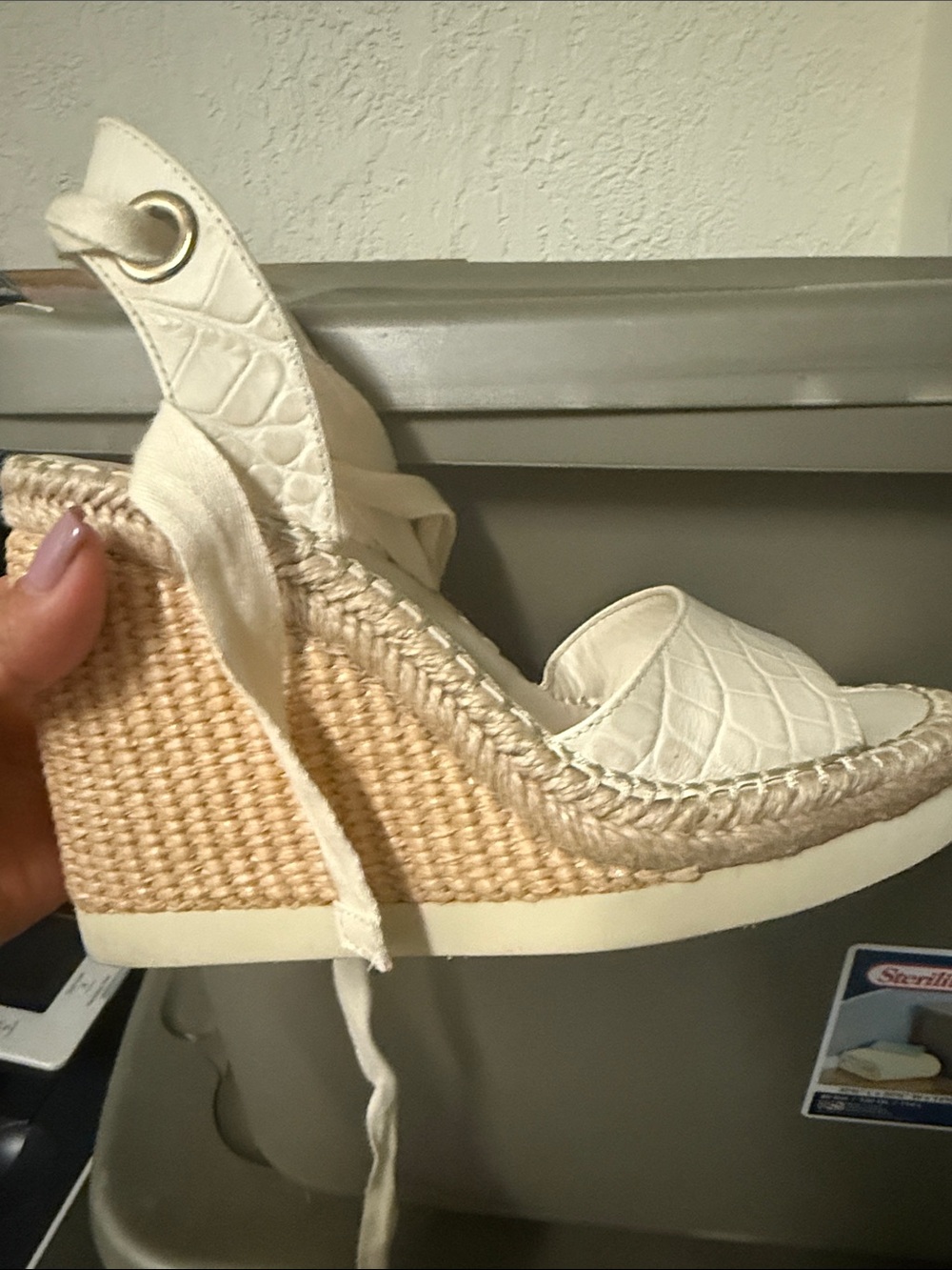 Vince Camuto Cream Espadrille Wedge Sandals